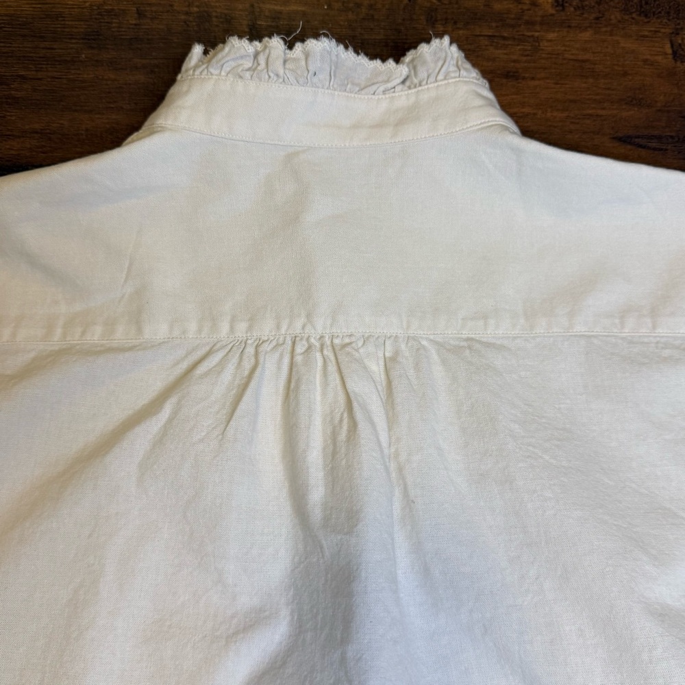 Ines de la Fressange x Uniqlo Ruffle Collar 100% Cotton Button-Up L French Chic - Picture 9 of 16